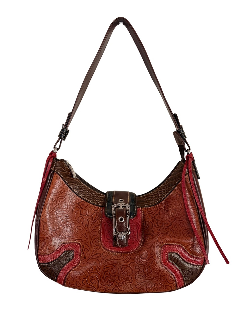 Vintage M.C. Marc Chantal tooled leather shoulder bag